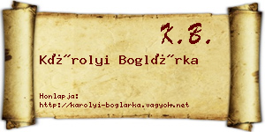 Károlyi Boglárka névjegykártya